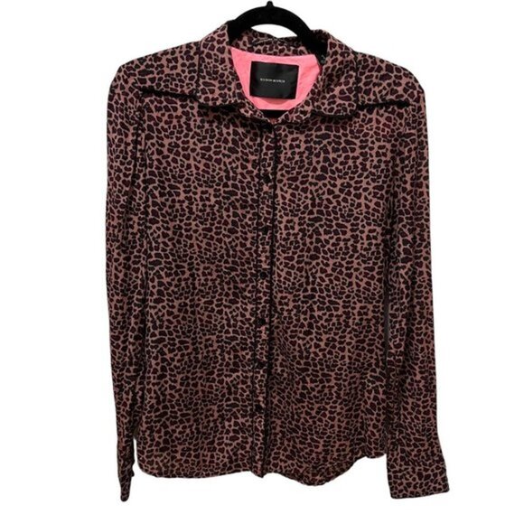Maison Scotch Createurs de Vetements Animal Print Button Front Shirt SZ 3 - Picture 1 of 8